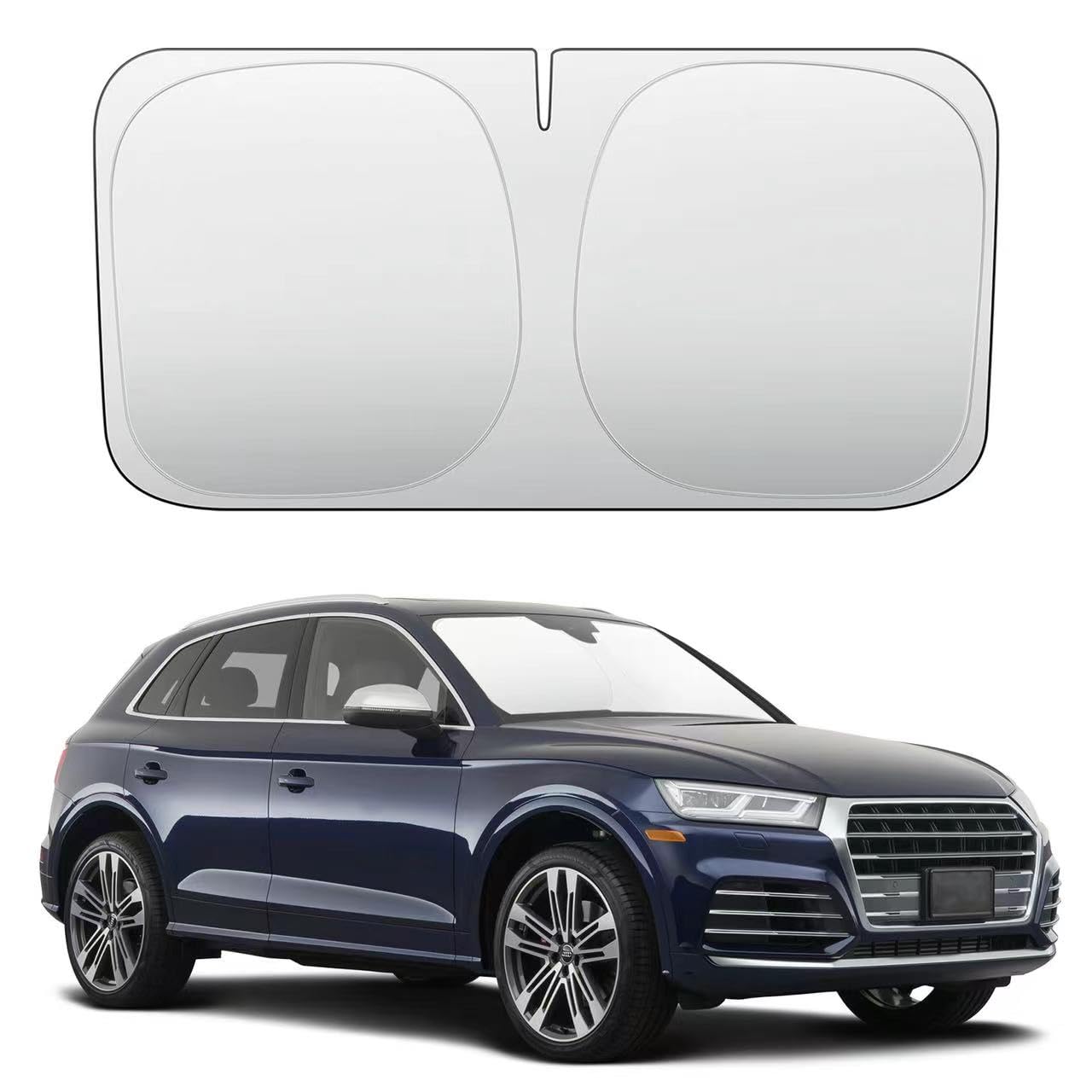 ZonCarCar Windshield Sun Shade, Car Sun Shade 4 Layer Nano Coating Block 99% UV and Heat, Foldable Windshield Cover Sun Shade Protect Car Interior from Sun, 62″x32″ for SUV, Truck, Vans, Sedan