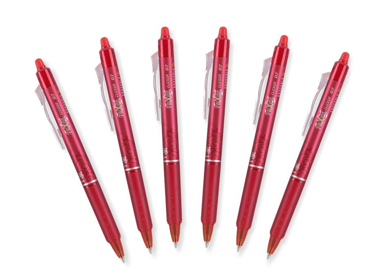 Pilot FriXion Ball 0.7mm Erasable Gel Pens, Fine Point, Red Ink, Pack Of 6