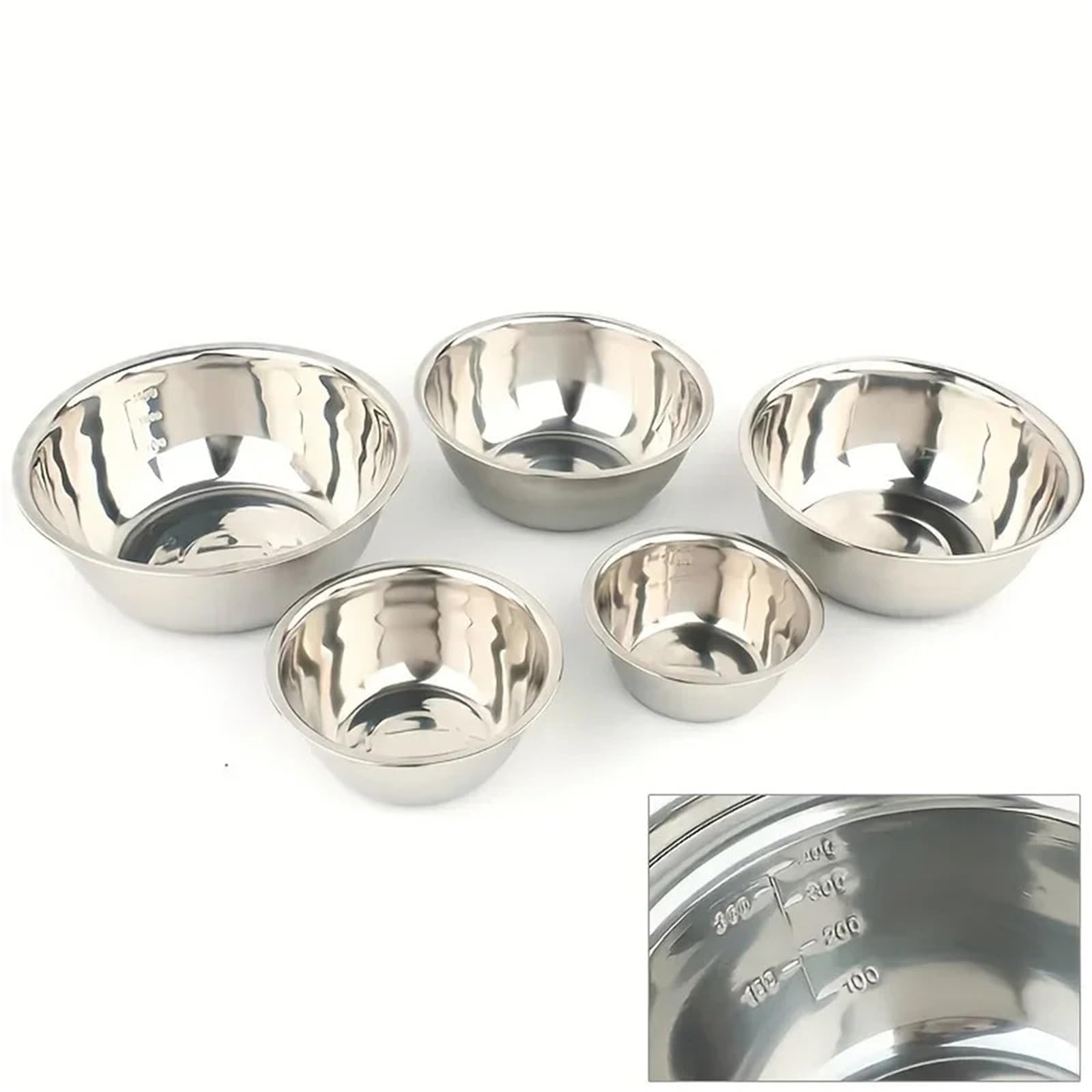 Edelstahlschüssel 5-teilige Rührschüssel aus Edelstahl, Kochschüssel, perfekt for Kochen, Backen, Vorbereiten, in der Küche zu Hause