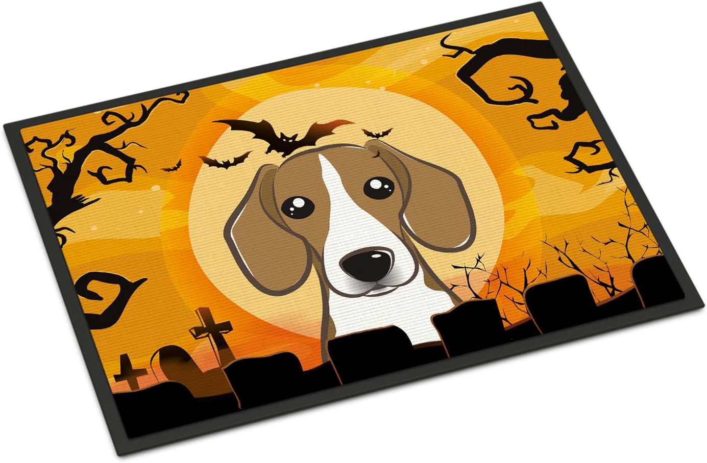 Caroline's Treasures BB1797JMAT Halloween Beagle Doormat 24x36 Front Door Mat Indoor Outdoor Rugs for Entryway, Non Slip Washable Low Pile, 24H X 36W