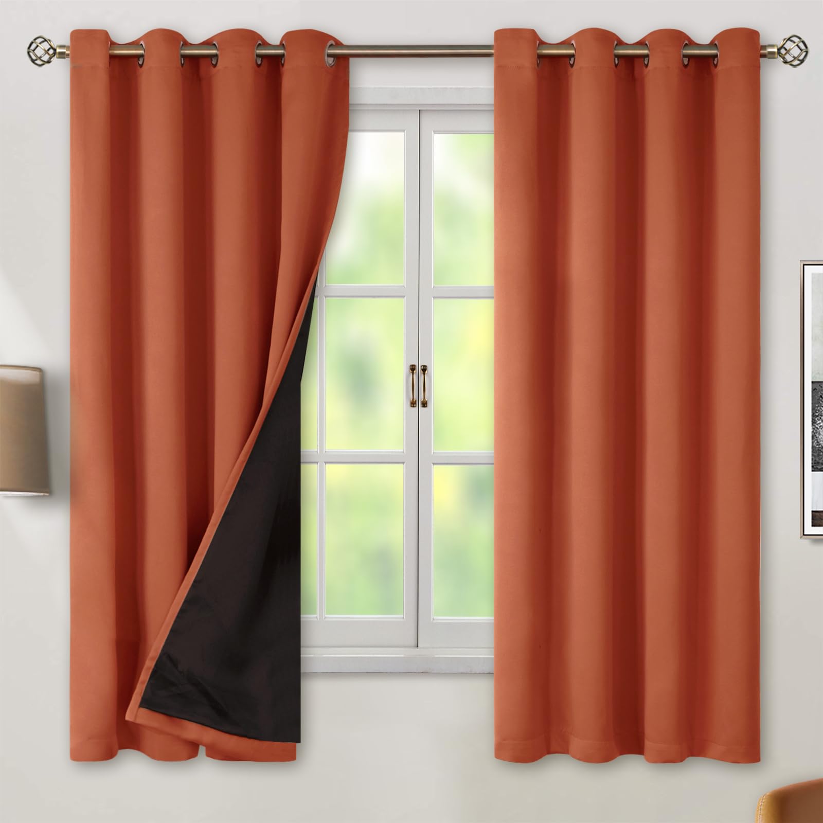 BGment Thermal Insulated 100% Blackout Curtains 63 Inch Length 2 Panels, Total Light Blocking Curtains for Bedroom, Grommet Window Drapes with Thick