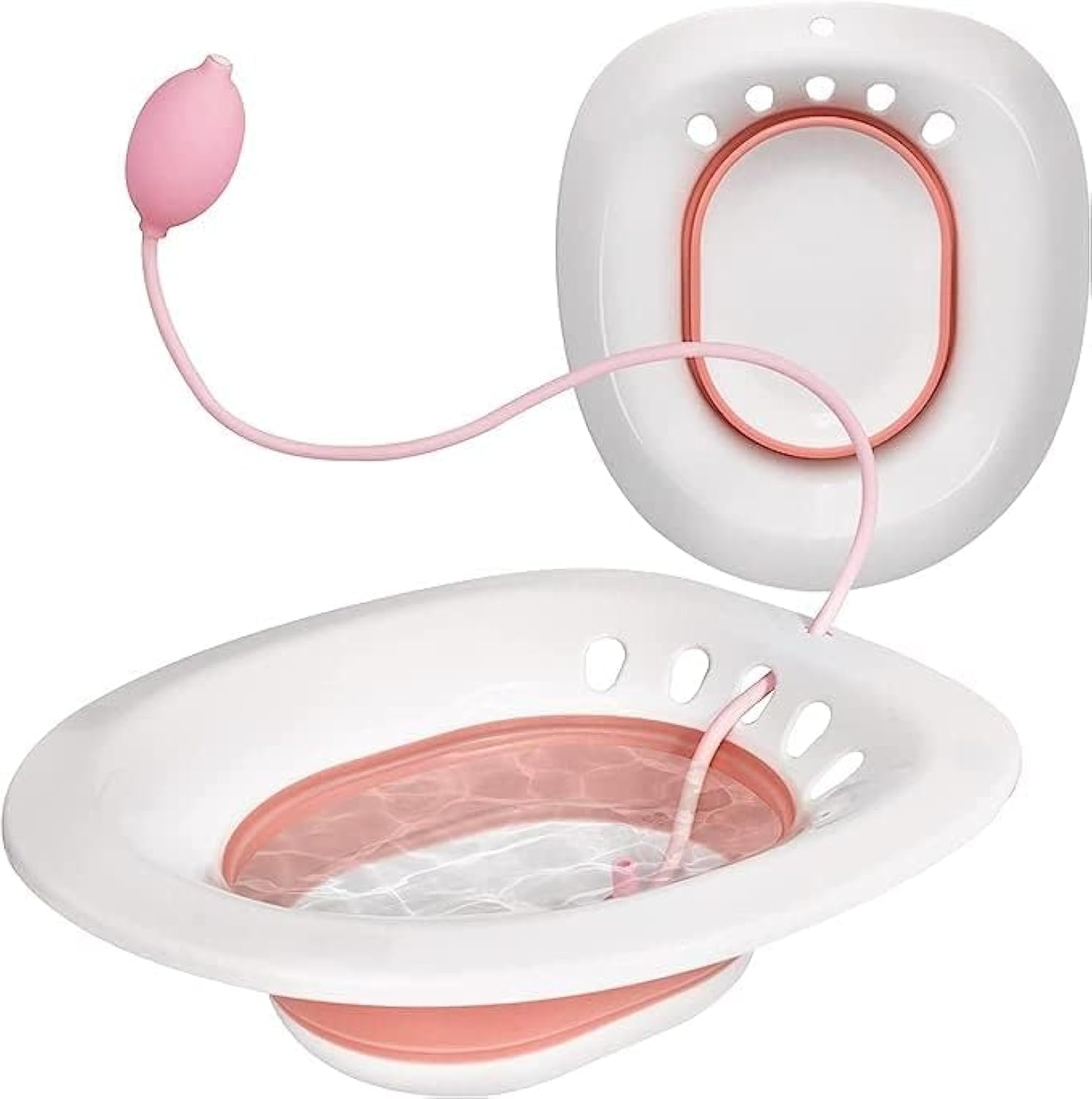 Sitz Bath Toilet Seat with Flusher, Folding Sitz Bath Tub for Pregnant Women, Postpartum Care, Hemorrhoids Recovery, Vaginal/Anal Inflammation Treatment -Portable Perineal Soaking Basin