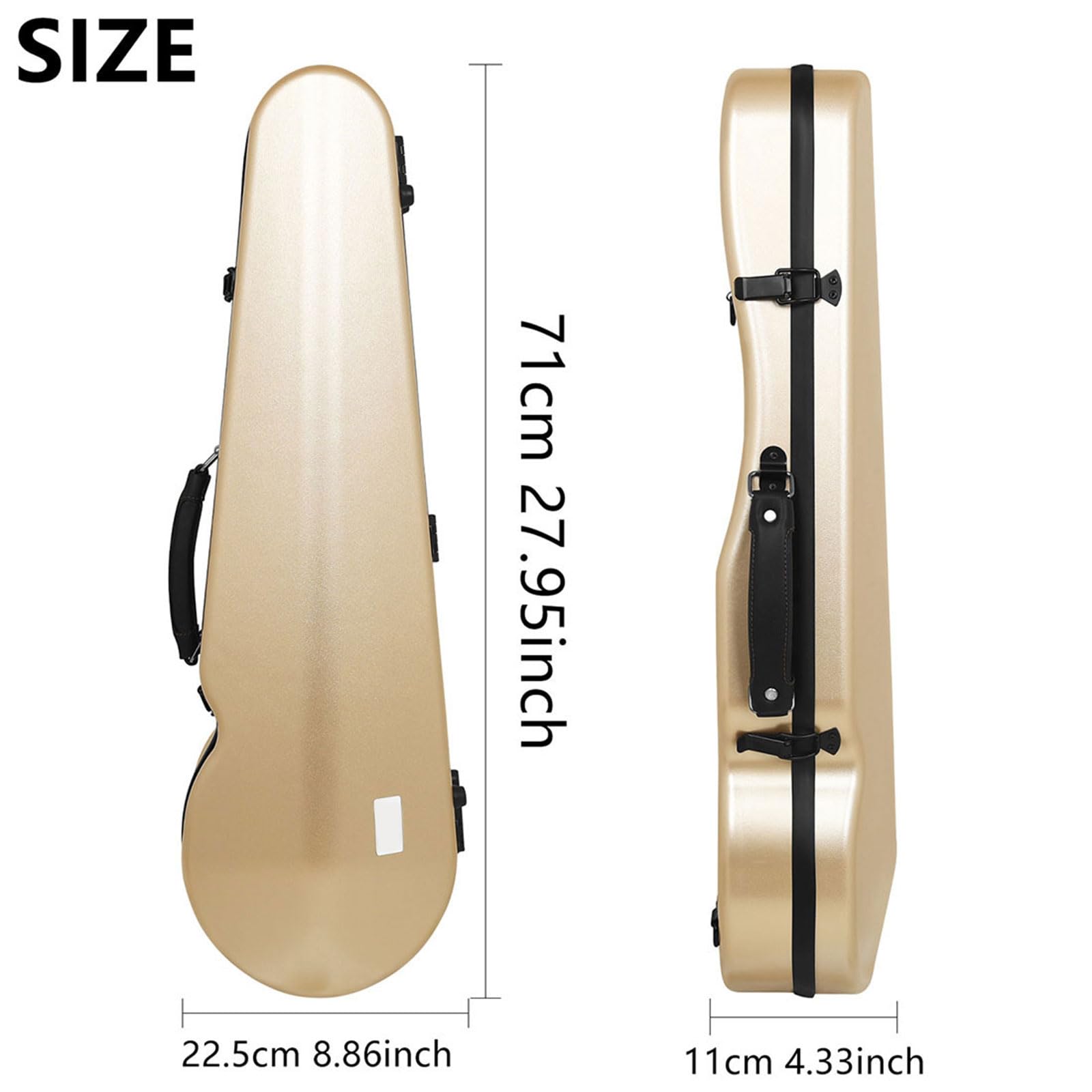 Funda rígida para violín de 1/2, carcasa tejida brillante, asa superior y correas de mochila desmontables, para lecciones de viaje para estudiantes, estuche de violín de tamaño medio, para lecciones