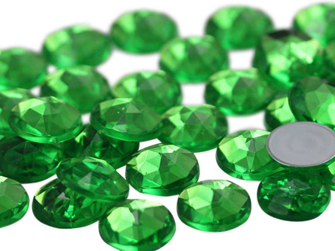 11mm Flat Back Round Acrylic Rhinestones Plastic Gems for Jewelry Making Costume Cosplay Embelishments - 75 Pieces (Green Peridot A23)