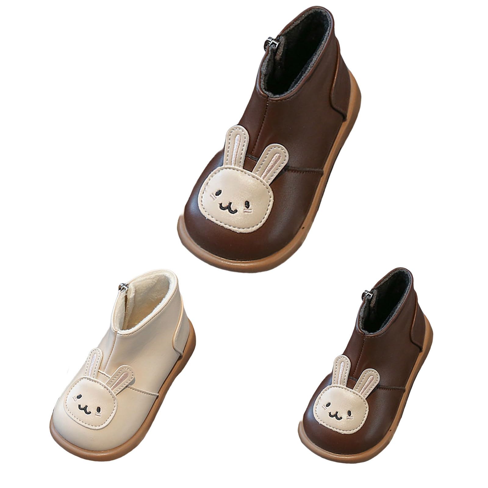 Toddler Boys Girls Leather Boots Baby Side Zipper Ankle Booties Non Slip Walking Shoes Kids Lightweight Casual Boots (Brown, 6.5 Infant)