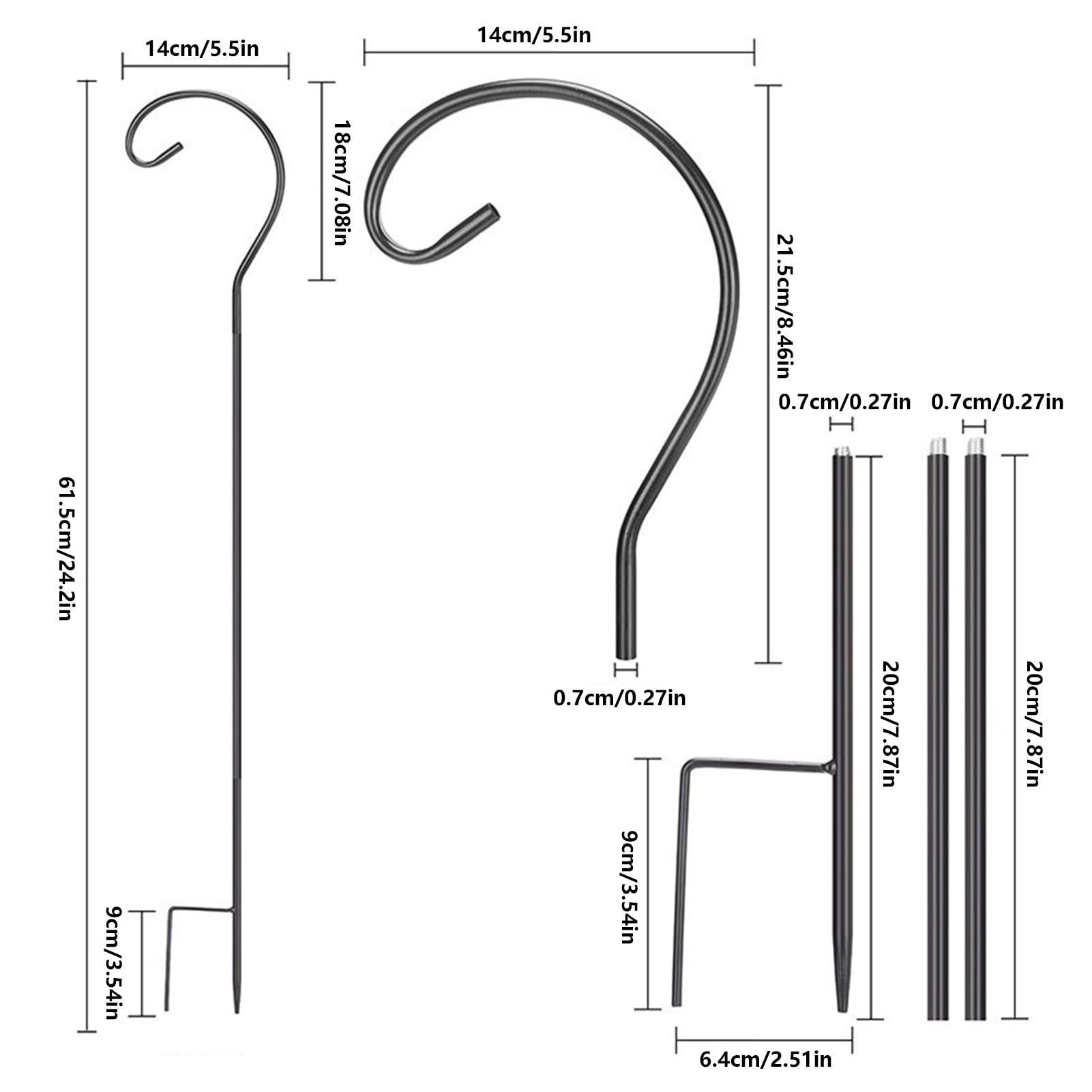 Gancio regolabile da pastore per esterni, 61 x 14 cm, acciaio, nero, picchetto da terra, capacità di , supporto per mangiatoia per colibrì, porta piante lanterna, decorazione da giardino
