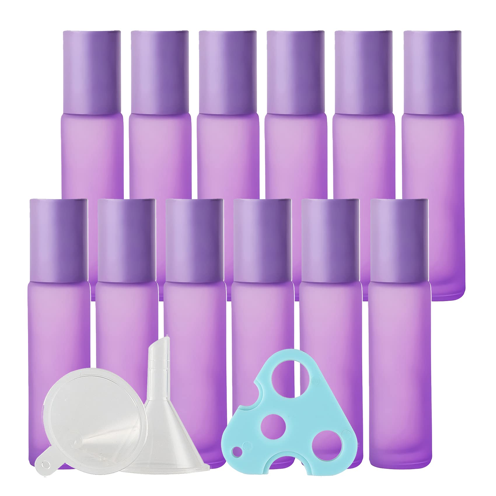 24 Pezzi 10ml Rotolo Viola Opaco su Bottiglia a Rullo Flacone per Olio Essenziale in Vetro per Oli Essenziali Bottiglie in Vetro con 1x Apri, 1x Imbuto