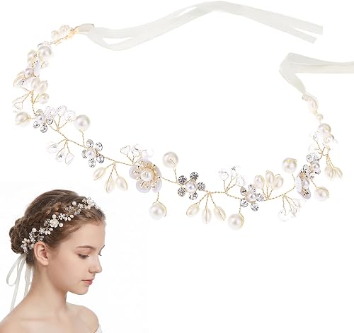 Girls' Pearl Wedding & Communion Headpiece - Flower Girl Hair Accessory