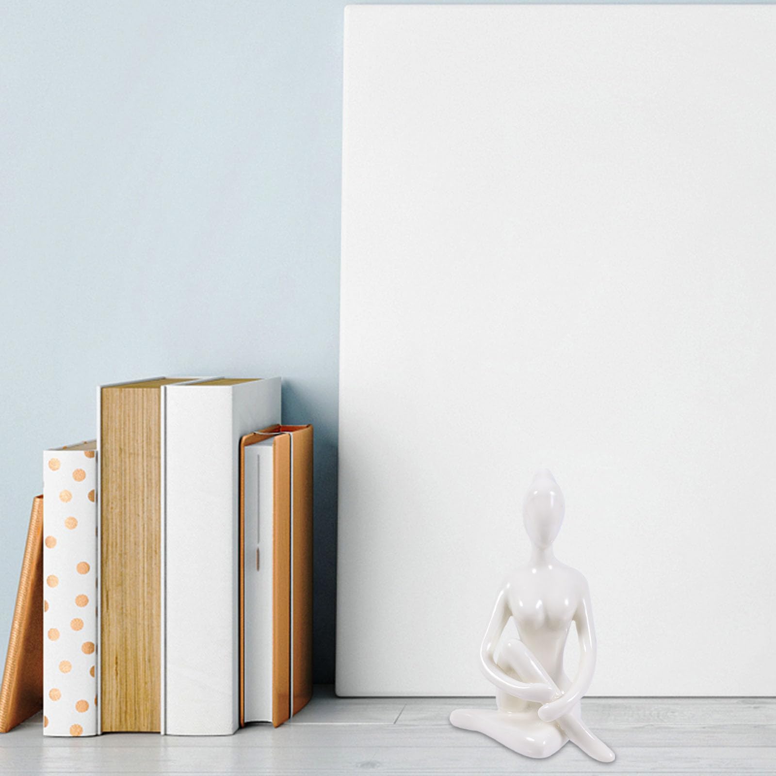Set 4 Pezzi Statua Yoga Femminile in Ceramica Bianca, Decorazione Artistica Chic per Casa, Ornamento da Tavolo Delicato come e Accessorio Yoga Donna Stile Stili multipli