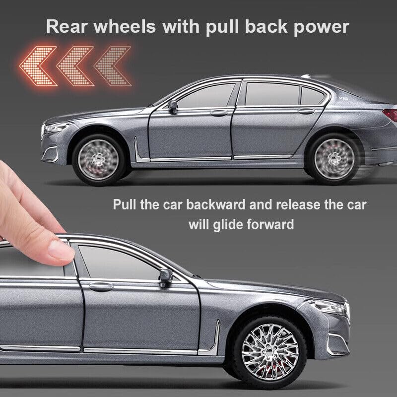 Image of PLUSPOINT Diecast 7Series 760 THE7 Toy Car 1:24 Scale Model,Pull Back Vehicles Alloy Simulation Supercar with Lights and Sound Also for Car Dashboard,Kids,Adult
