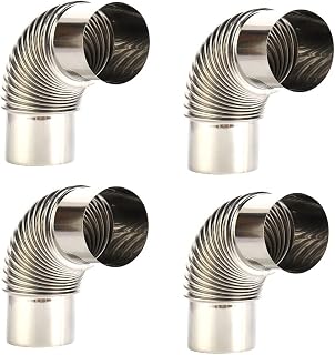 ARMYJY 4X Stainless Steel 90 Degree Elbow Chimney Liner Bend 90° Multi Flue Stove Pipe Stainless Steel Heat Resistant Flue Pipe 60MM