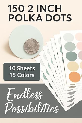 Miniatura 2 de Calcomanías de pared de lunares de 2 pulgadas para dormitorio de niñas con 150 calcomanías de pared neutras de arcoíris bohemio
