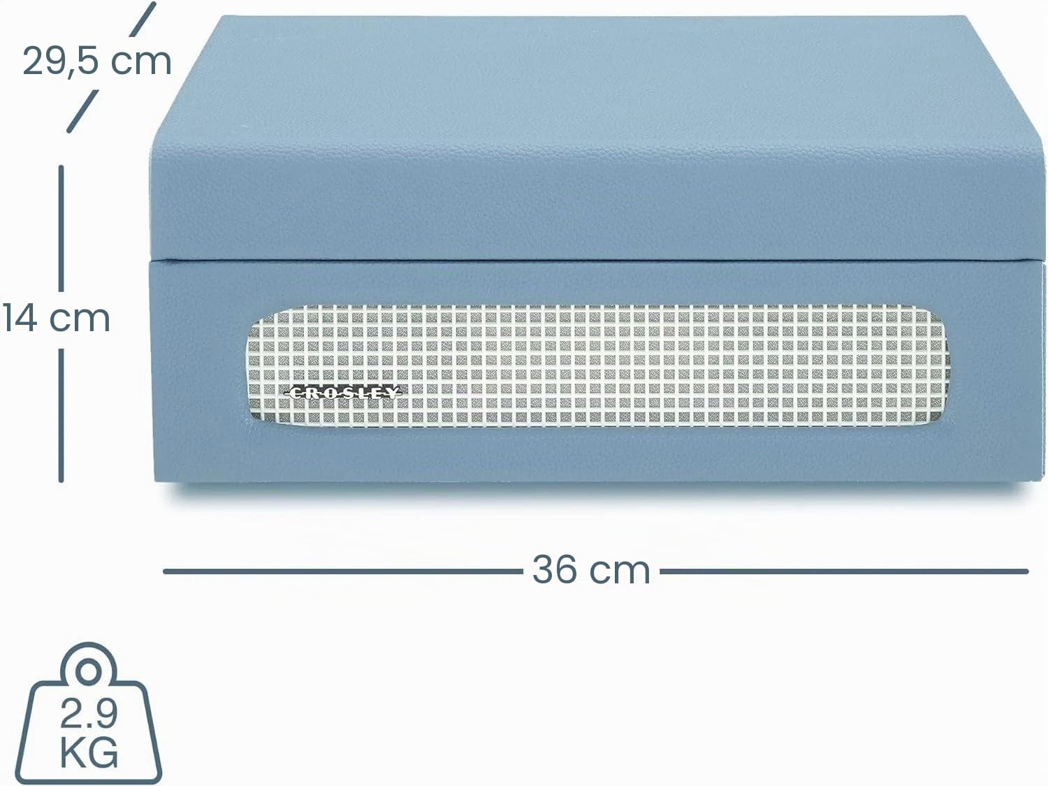 Crosley Voyager Plattenspieler mit 2 Lautsprecher, Bluetooth In & Out und AUX - 3 Speed Retro Schallplattenspieler - Für 7", 10" und 12" Vinyl - Tragbar mit Integriertem Koffer - Himmelblau