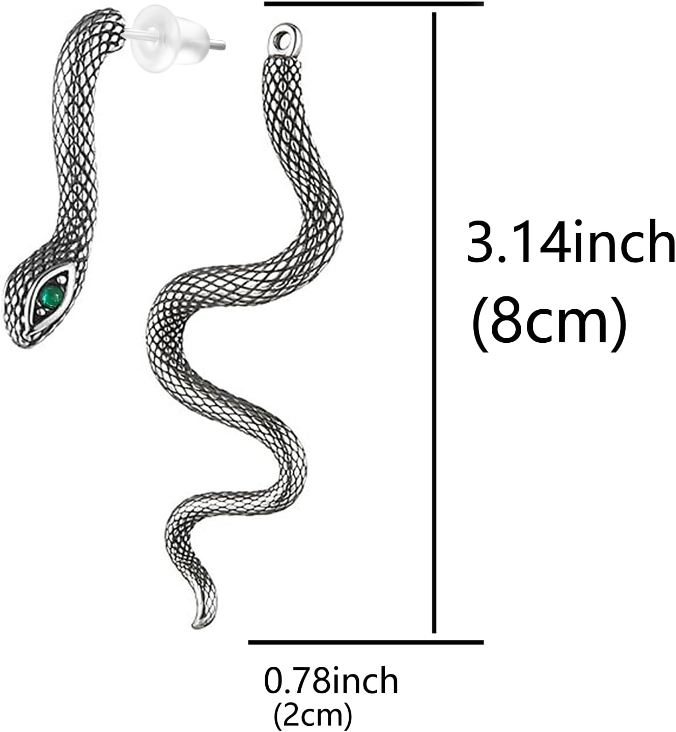 Silver Snake Earrings for Women Men Punk Goth Dangle Detachable Earrings - Image 5