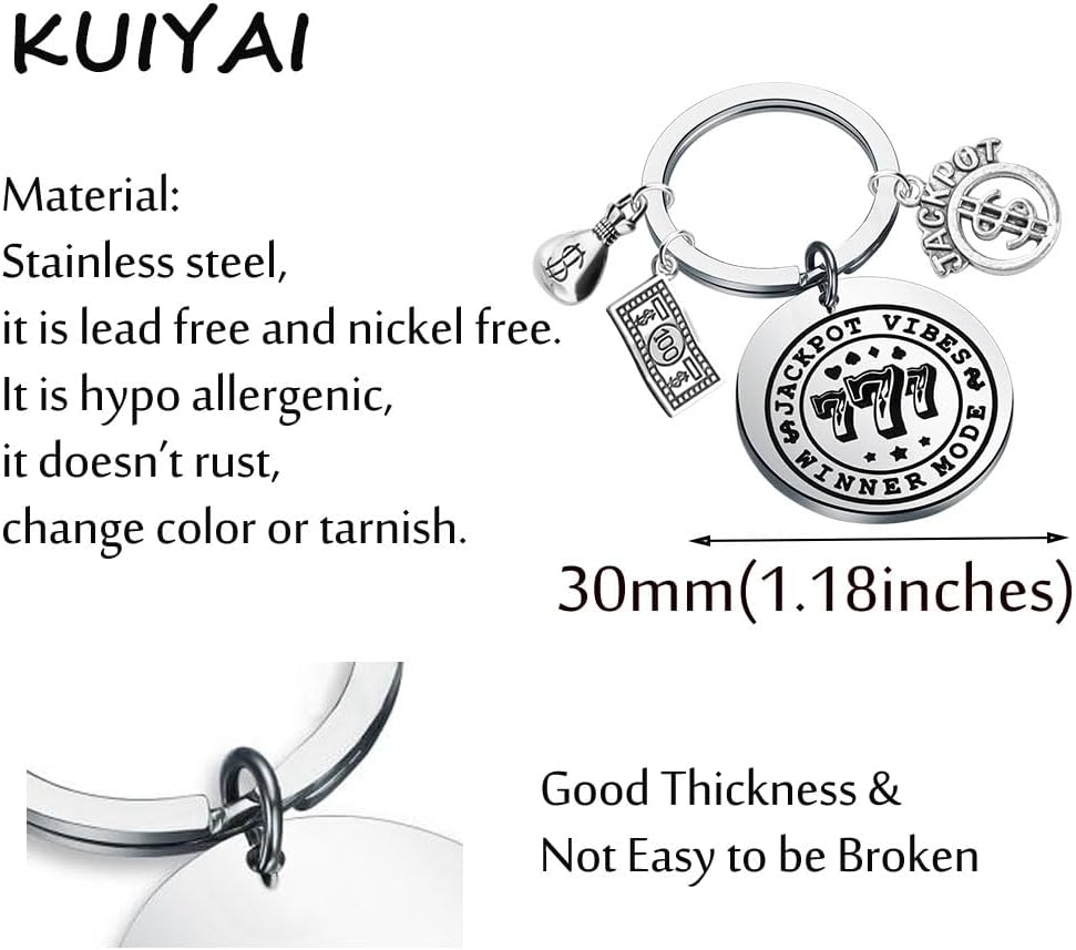 KUIYAI Casino Lover Gift Slot Machine 777 Las Vegas Gambling Keychain Gambler Ticket Jewelry Jackpot Vibes Winner Mode