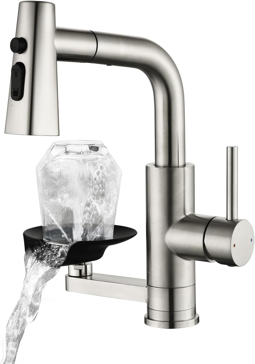 Grifo de Cocina Extraible con Lavavasos, 3 Modos, Torneira Cozinha | LakeBayMZC Grifos Cocina Fregadero Monomando con Lavatazas, 3 Chorros, Giro 360°, acero 304 Cepillado Cocina Bar Baño