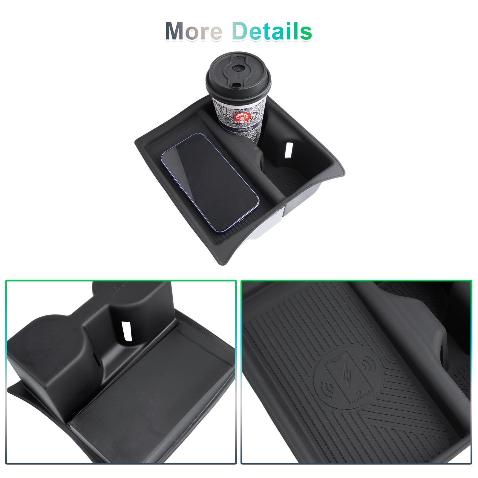 GAFAT Compatible con Hyundai Tucson NX4 2025 2026 2027 Facelift Soporte para Bebidas & Alfombrilla Protectora para Teléfono, Consola Central Organizador Accesorios, de Silicona [Solo Shift-by-Wire]