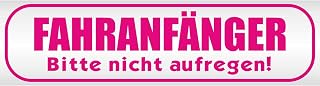 INDIGOS UG - Magnetschild Auto Fahranfänger. Bitte Nicht aufregen 45 x 12 cm pink - Magnetfolie LKW Truck Transporter Baustellenfahrzeug Firmenwagen - flexibel abnehmbar, wetterfest