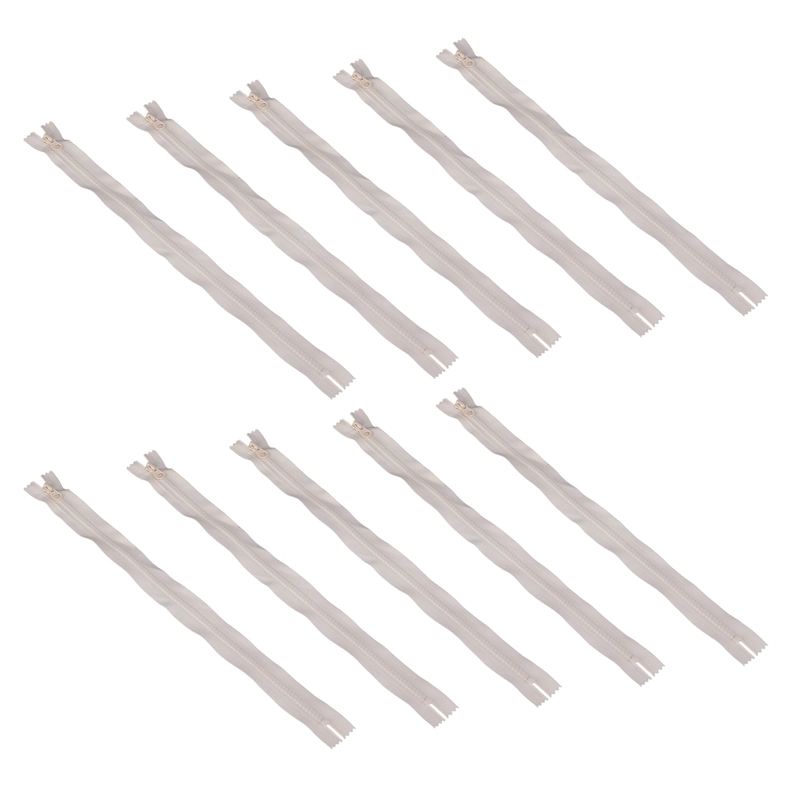 Elnwnnkc 10Lots White Resin Zippers with Durability Metal Puller Meter Garment Zipper Slider Bags Zips Pulls Repair Sewing Accessories Bags Coat Closure Zippers
