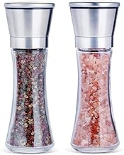 Marve Beautiful Stainless Steel Salt & Pepper Grinders Refillable Set - Salt/Spice Shakers with Adjustable Coarse Mills - Easy Clean Ceramic Grinders with Funnel Big Pepper Mill (Big Pepper Mil 2 Pcs)