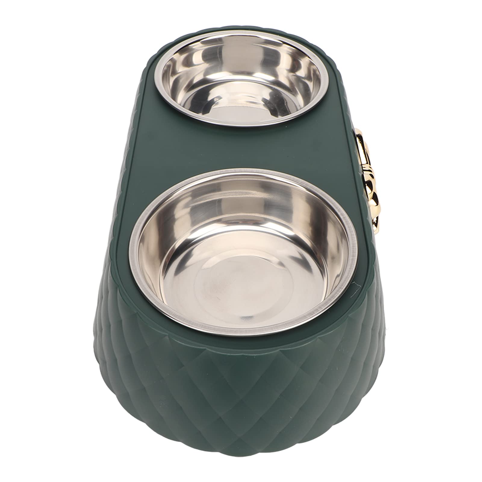 HEEPDD Double Dog Bowls Stainless Steel Removable Pet Food Water Bowls Non Slip Base for Small Medium Dogs Cats Puppy 13.4 X 6.9 X 2.6 Inches Feeding Station Indoor Kitchen Corner (Green)