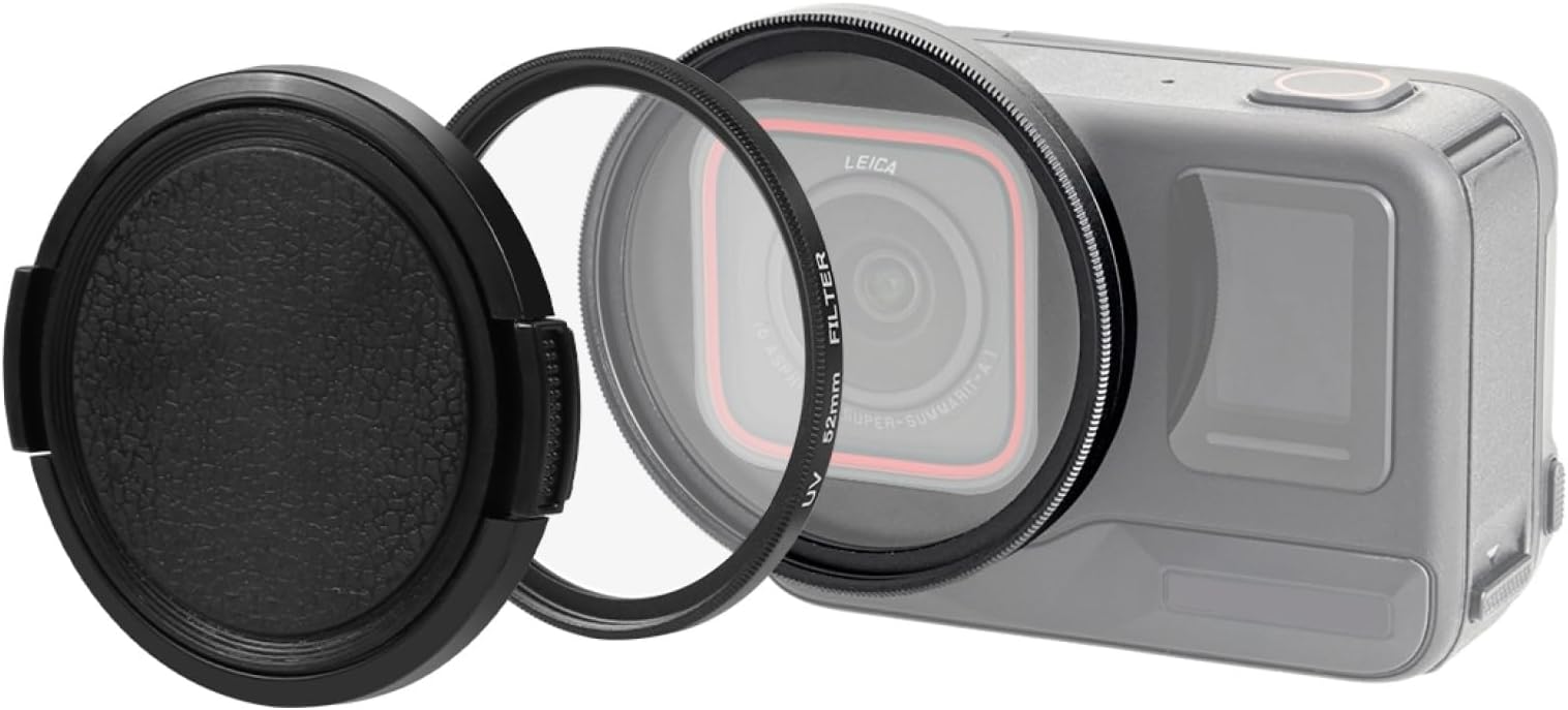 PULUZ Lens Filter Kit for Insta360 Ace Pro, 52mm Filter Adapter Ring, Aluminum Alloy Lens Frame, UV Lens Cap Protective Cover for Insta360 Ace Pro Action Camera Accessories
