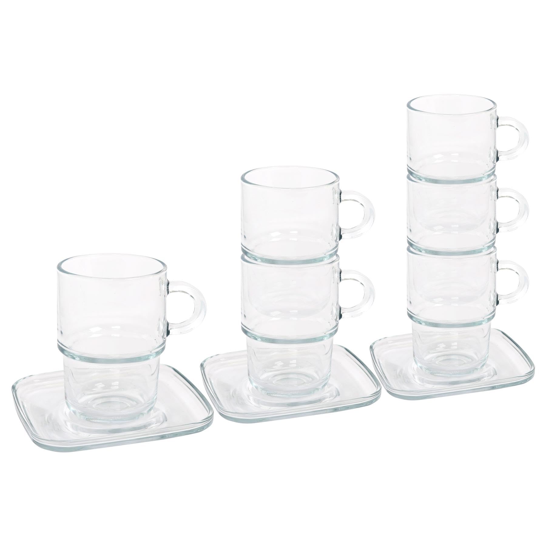 B&Q -  Lav 12Pc Cozy Stacking Glass Coffee Cups & Saucers Set350Ml