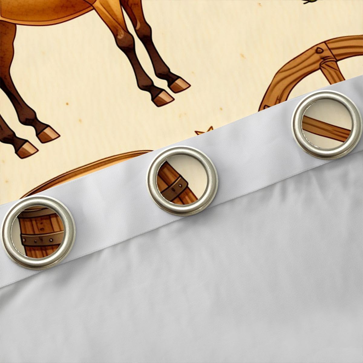 Castle Fairy Retro Western Blackout Curtains Cowboy Ranch Window Drapes Kids Teens Horses Cacti Window Treatments Grommet Top 2 Panel Set Curtains,42Wx84L Inch Brown Beige