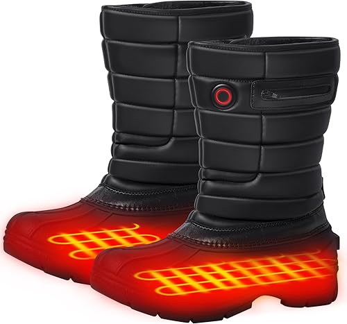 Telguua Heated Boots for Men Electric Men's Heated Snow Boots Warm Fur Lined 3 T