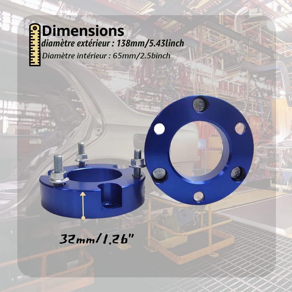 JINGLING Entretoises de suspension avant 32 mm et blocs de suspension arrière 51 mm Kits de levage pour Triton L200 2005-2014 Ressort adaptateur de levage (avant et arrière)
