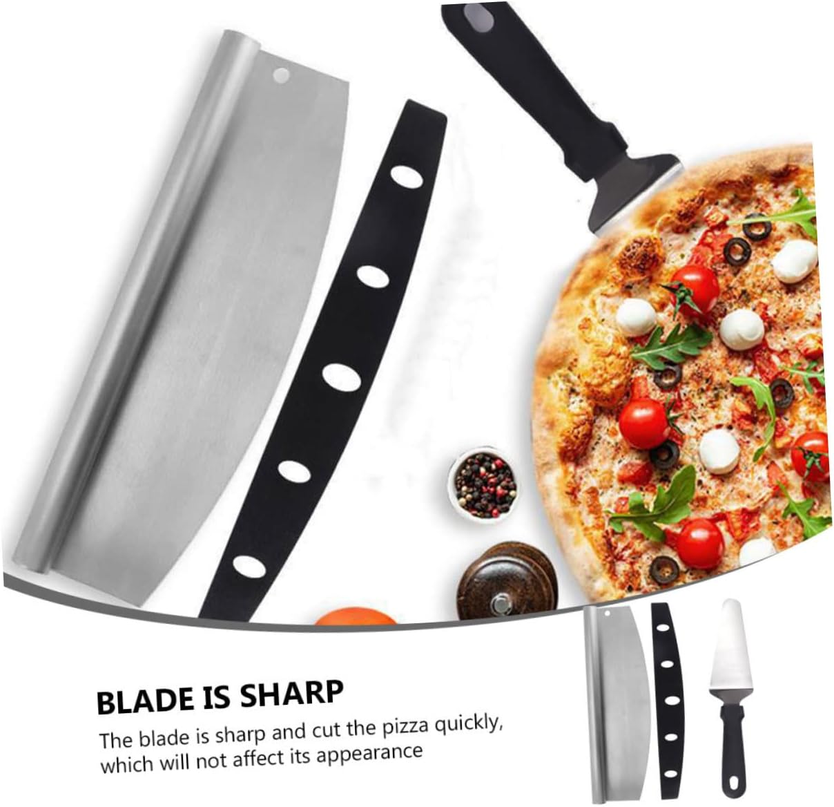 1 Set Stainless Steel Pizza Cutter with Cover and Shovel Baking Tool for Family Gatherings and Parties Convenient Hanging Design for Easy Storage