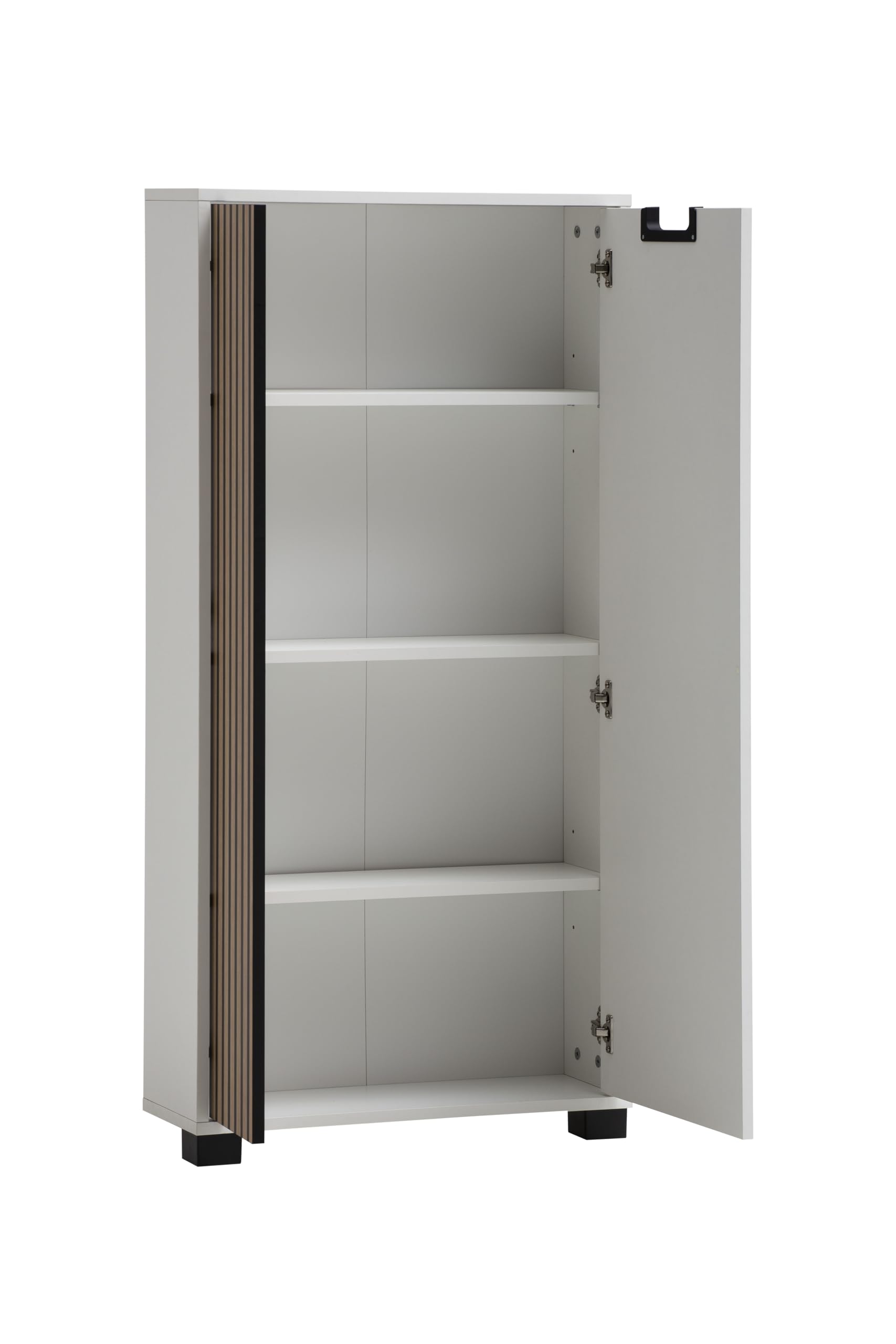 Schildmeyer Highboard Ryker 160036, Mattweiß/Akustikpaneel Optik, 59,8 x 19,5 x 124 cm