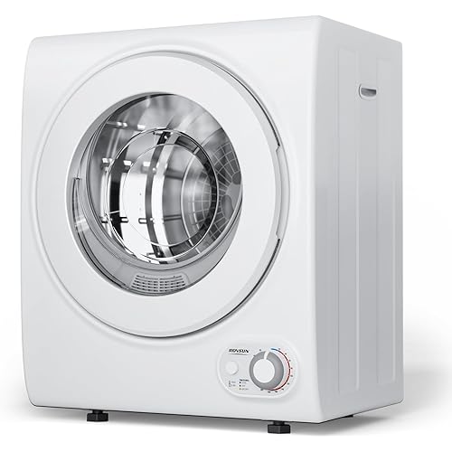 ROVSUN 110V Portable Clothes Dryer, High End Laundry Front Load Tumble Dryer Machine with Stainless Steel Tub & Simple Control Knob for Apartment, Dorm-850W, White