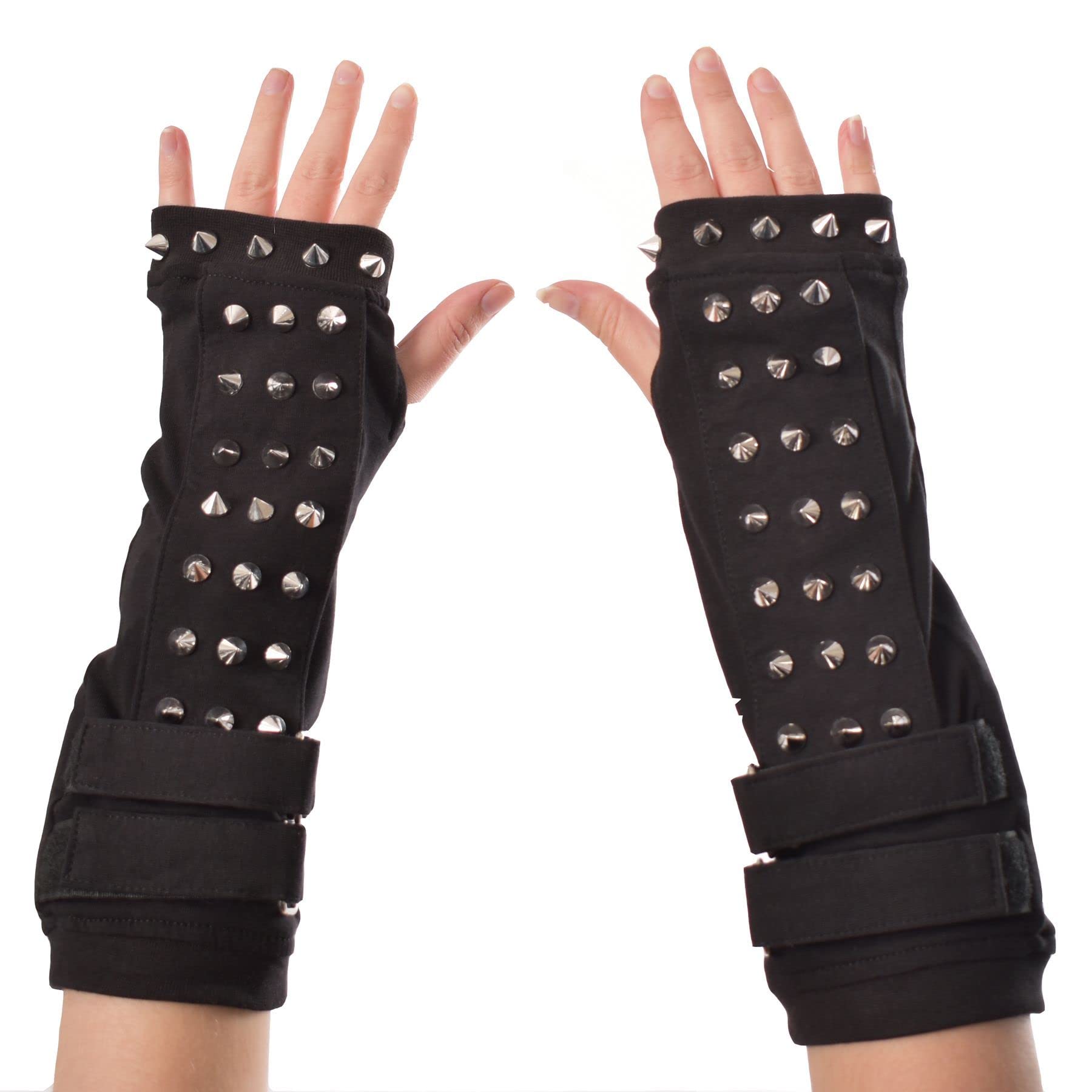 Poizen Industries Emory Armwarmers Cone Studded Gothic Fingerless Gloves