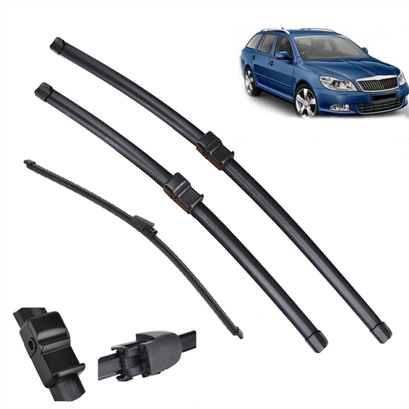 Per S&Koda per Octavia 2004-2011 Tergicristallo Anteriore Posteriore Tergicristallo Spazzole Hatchback Parabrezza Parabrezza 24 "+ 19" + 16 "