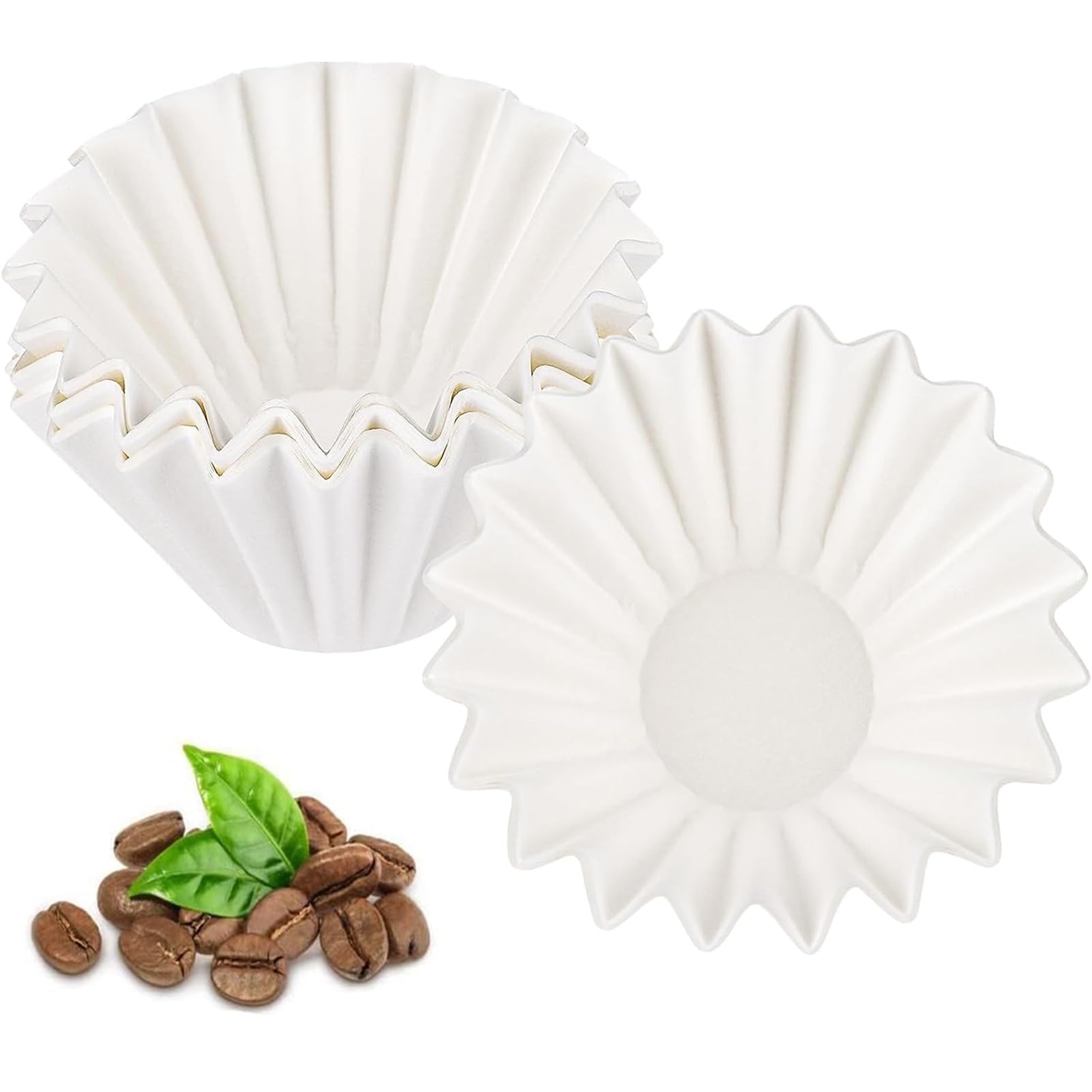 ANTOLE Wave Paper Coffee Filters, 50Pcs Basket Coffee Filter Paper,Disposable Large Size 185 White Paper Coffee Filter Can be Used In Home at Office and for Travel Purposes as well(2-4 Cup) (50Pcs)
