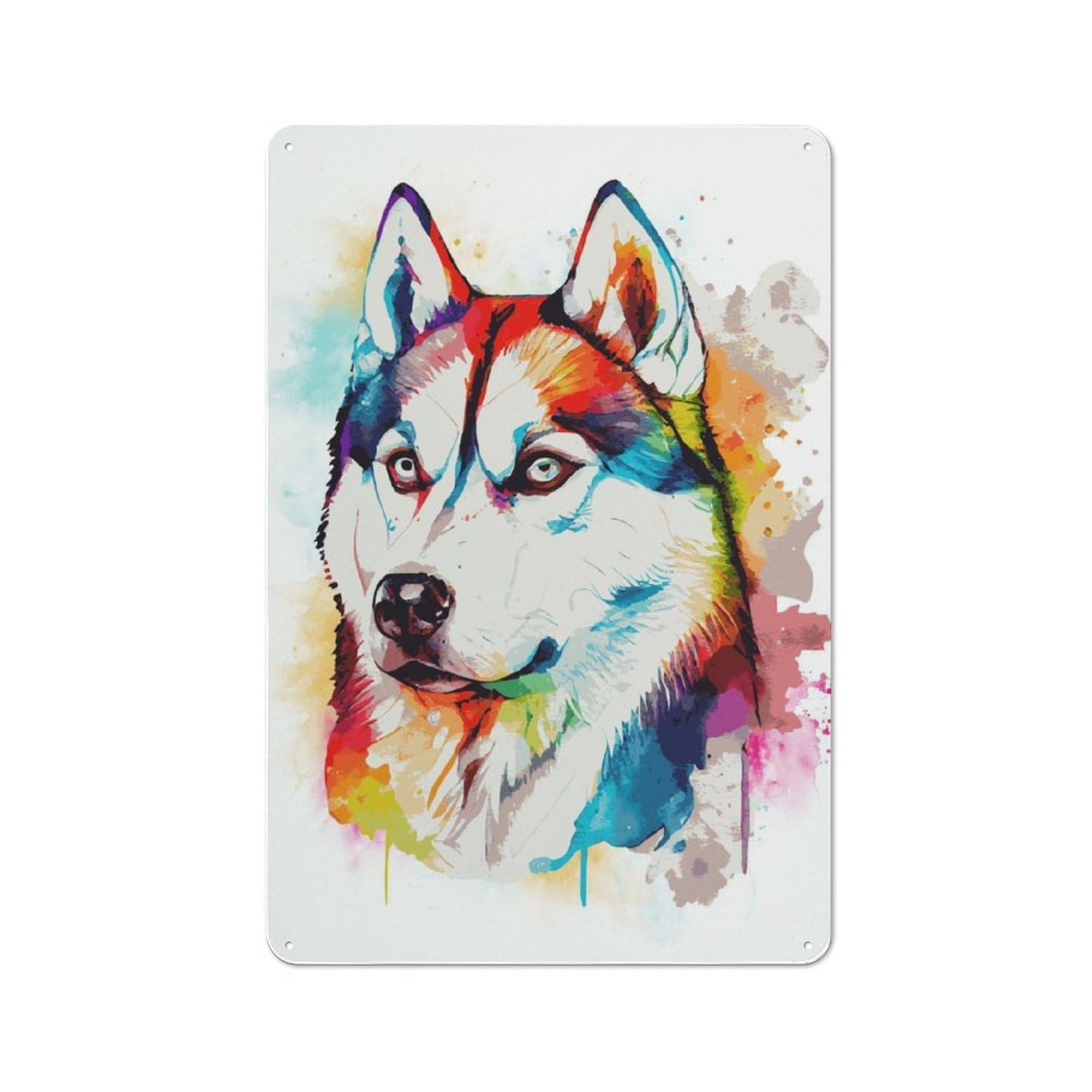 Understated Office Metal Sign 30x20cm Featuring Watercolor Siberian Husky, Studio Wall Plaque for Office, Study, Studio Or Hallway