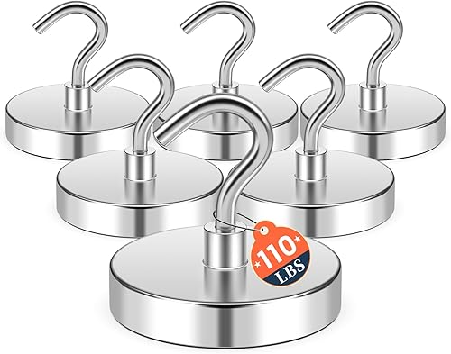 Vista 19 de FINDMAG Ganchos Magnéticos Negros, Ganchos Magnéticos Fuertes de 50 libras para Colgar, Imanes de Neodimio de Tierras Raras de Servicio Pesado