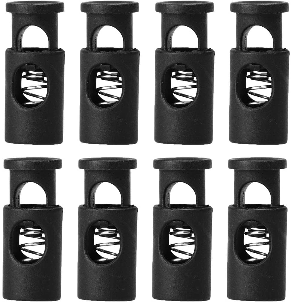 nllkii Set di 12 Fermacorda a Molla in Plastica per Coulisse, Zaino, Abbigliamento e Scarpe, Blocchi Cordino con Foro Singolo, Sicurezza e Regolazione Facile, Adatti per Uso Esterno e Sportivo (Nero