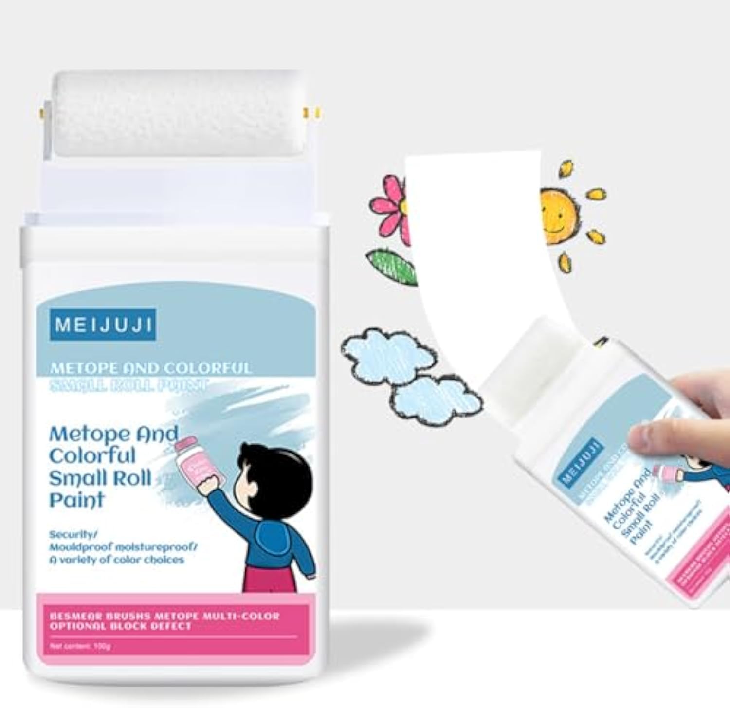 NALACAL White Paint for Wall, Small Roller Brush Wall Repair Tool, White Touch up Paint for Walls, Eco-friendly Latex Paint, Water Based &Low Odor Wall Paint with Roller Brush, Removing Wall Stains