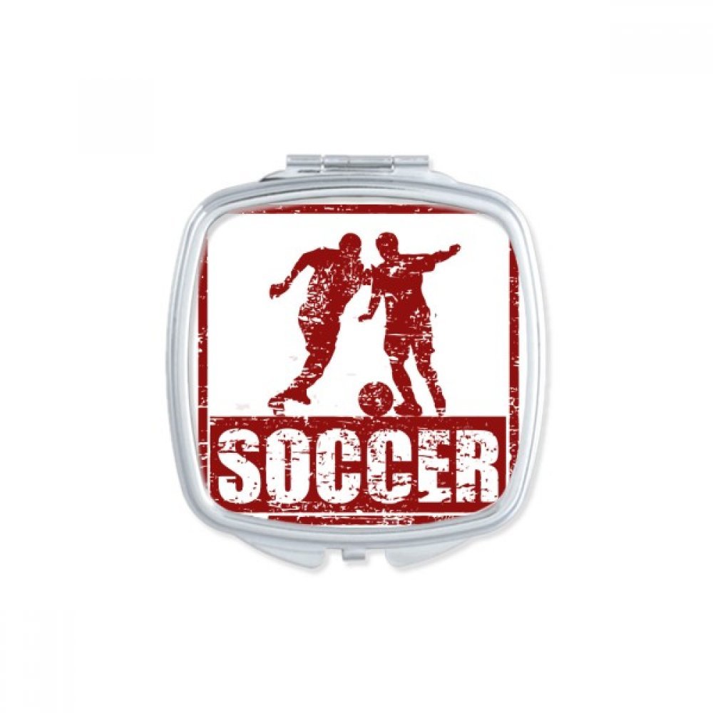 Miroir de poche à la main football noir maquillage compact portable mignon