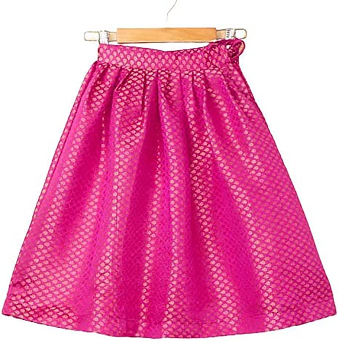 Raw Silk & Dupion Silk Fabric Short Sleeve Party & Wedding Wear Lehenga Choli for Kids (Size 0-6 Months) (Color-Black & Golden)2