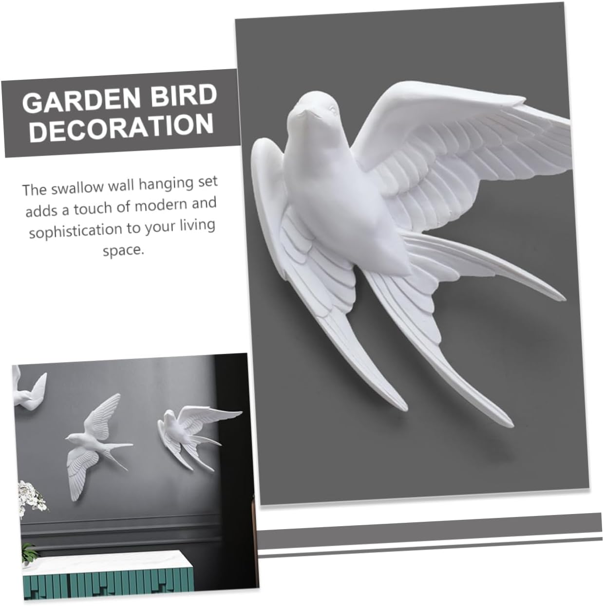 3D Bird Pendant for Decorations for Living Room Swallow Statue Rustic Porch Wall Decor