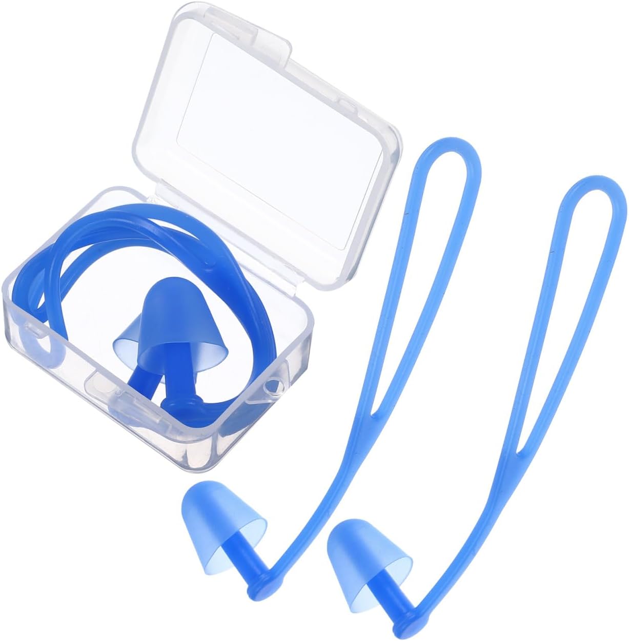 Waterproof Swimming Ear Plugs with Hanging Rope Ergonomic Silicone Earplugs for Adults and Kids Comfortable Fit for Diving Water Sports and Pool Use 2 Pairs
