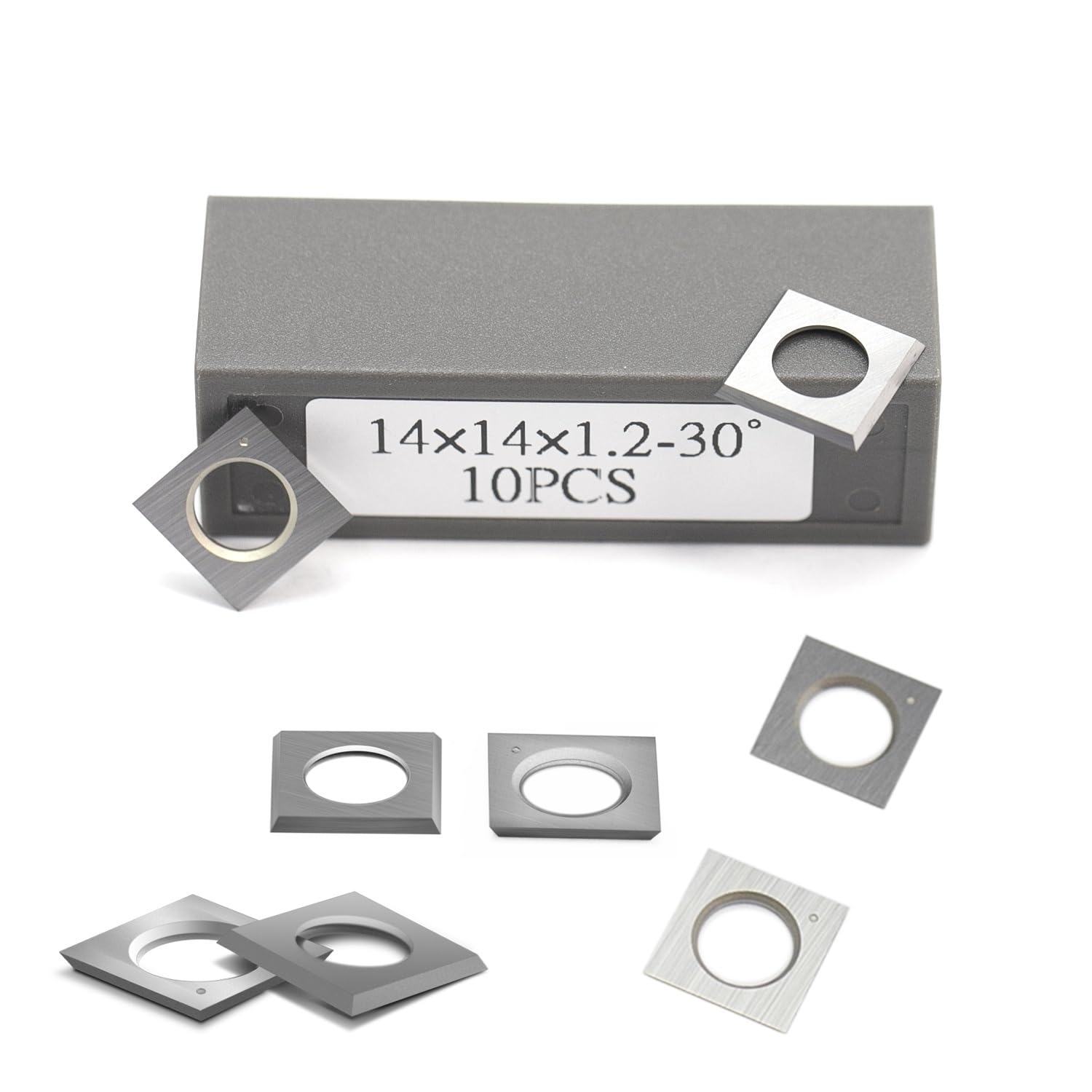 14x14x1.2mm Inserti in metallo duro Frese di ricambio Quadrato Dritto Lavorazione del legno Spirale Pialla elicoidale Testa 10 pezzi