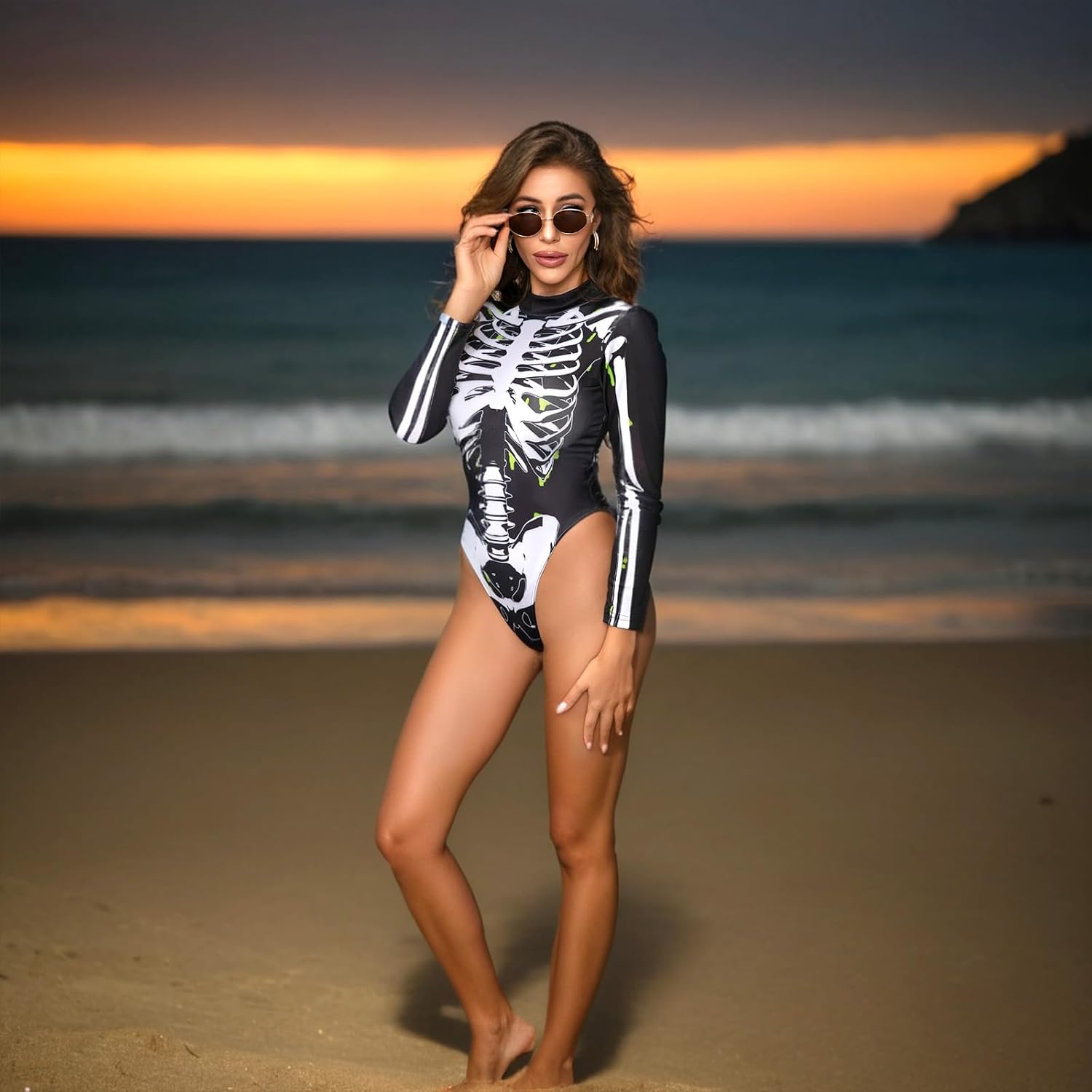 Halloween Skeleton Jumpsuit Cosplay Bodysuit Outfit Women's Skull Skeleton Costume