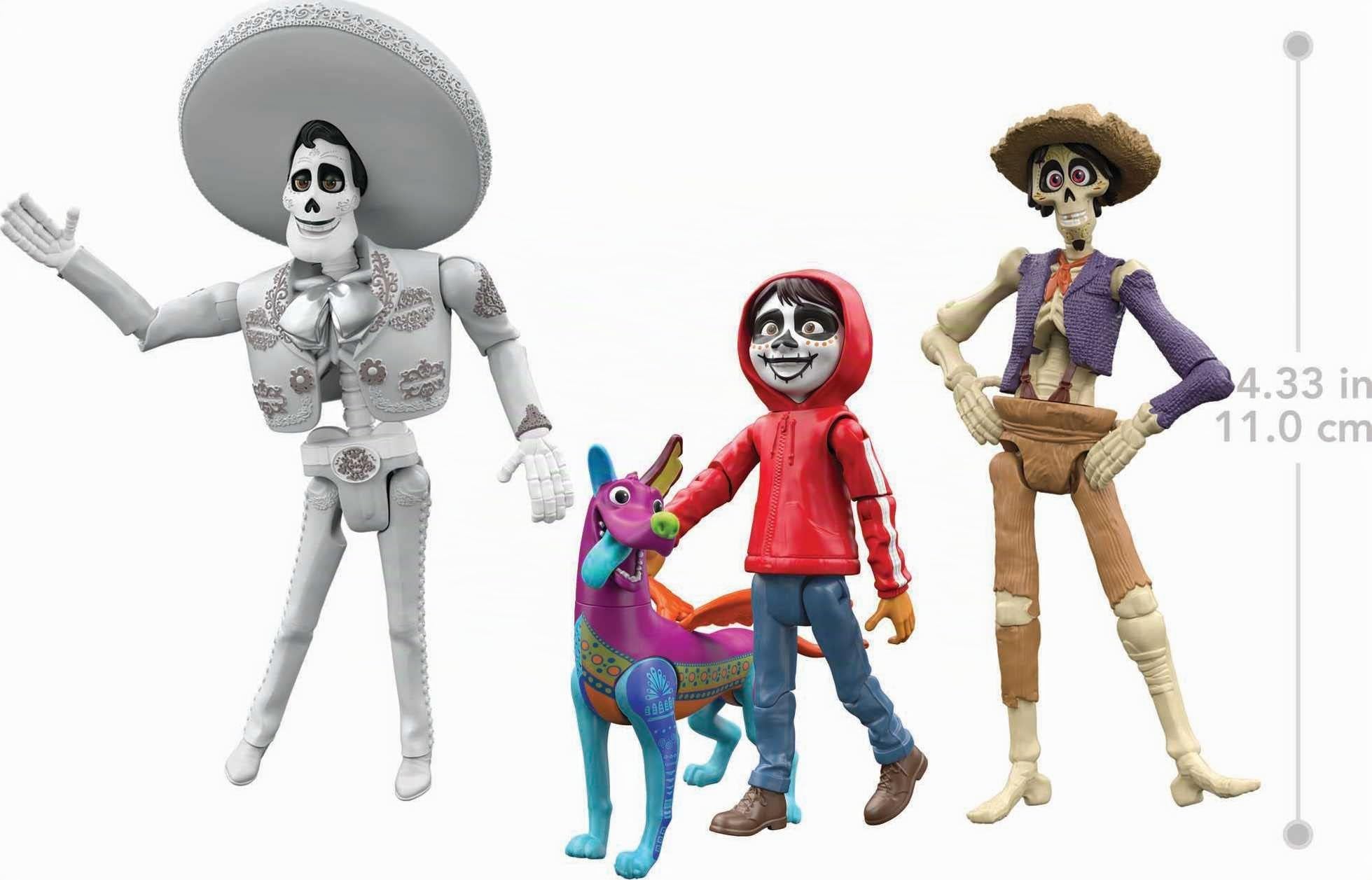Disney Pixar Coco Storyteller - Figura de acción multipaquete, Miguel Héctor Ernesto Dante en la tierra de los muertos, juguetes de la película Posable