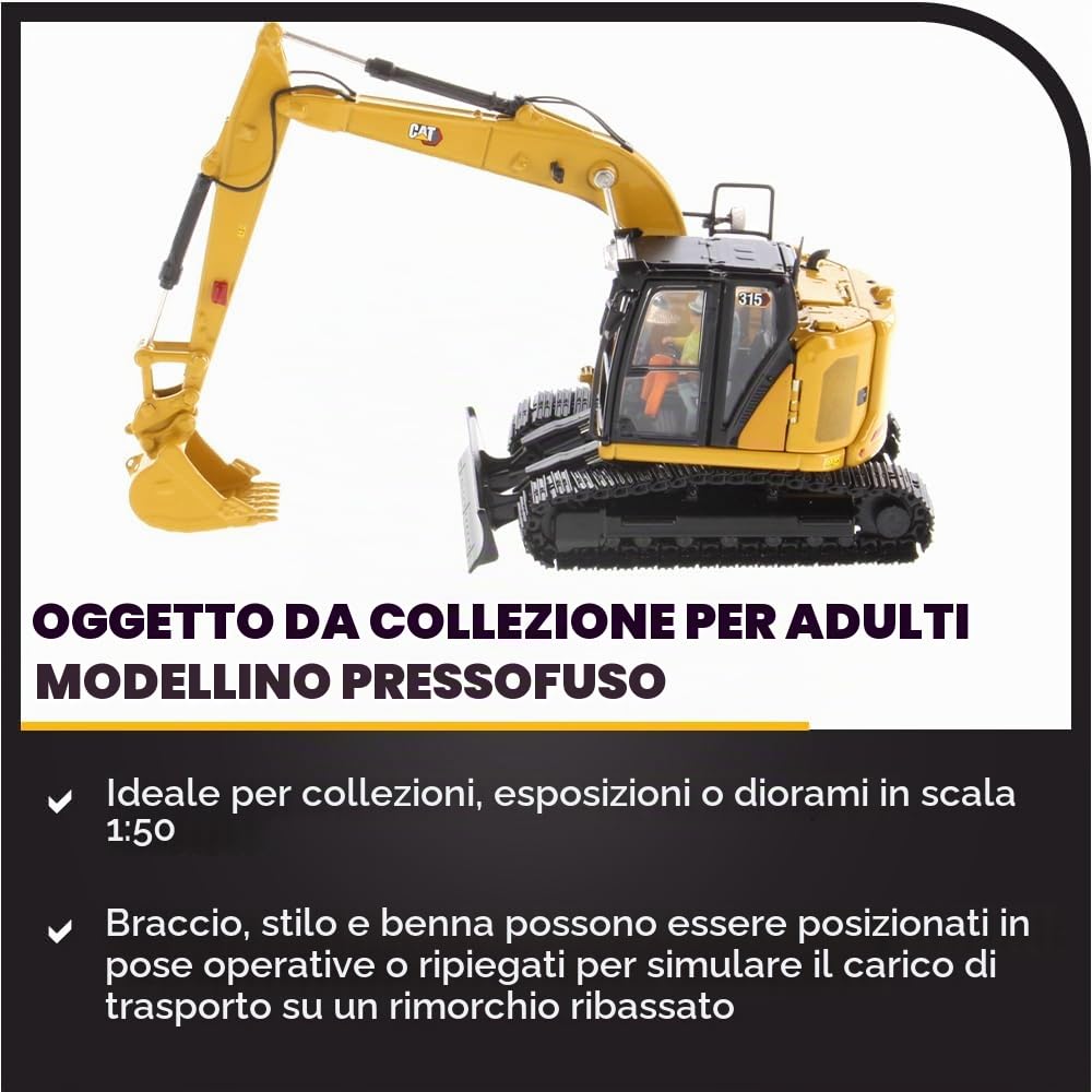 Caterpillar Diecast Masters 85957 - Escavatore cingolato Next Gen” Cat 315, Scala 1:50, Circa 6,0 x 5,1 x 15,0 cm, da 14 Anni
