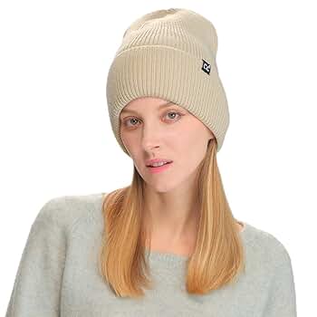 C.C Beanie for Men Women Cuffed Lightweight Fuzzy Lined