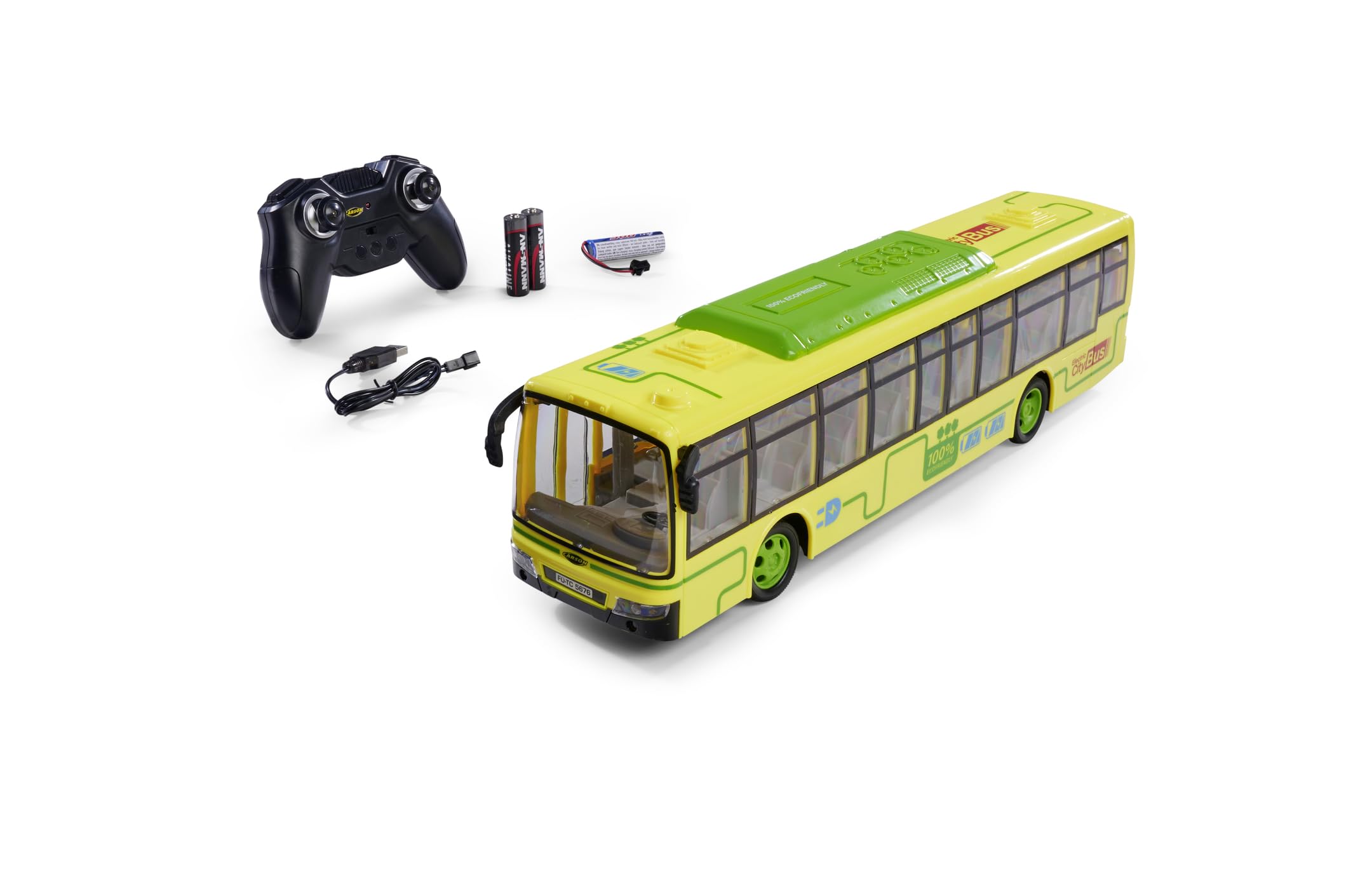 Carson 500404282 Electric City Bus 2.4GHz 100% RTR - 100% Listo para Conducir, autobús de Juguete, Coche de Juguete, Coche teledirigido, Tiempo de conducción Aprox. 60 min